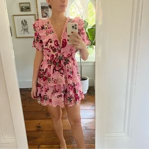 Loveshackfancy Pink Floral Mini Dress